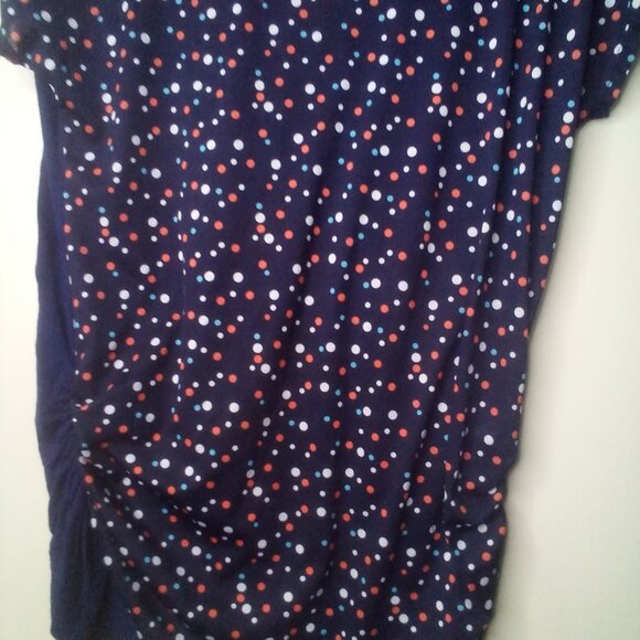 Robin's Nest Shirt Maternity L Short Sleeve Polka Dot Color Block Blue Red - Picture 15 of 15